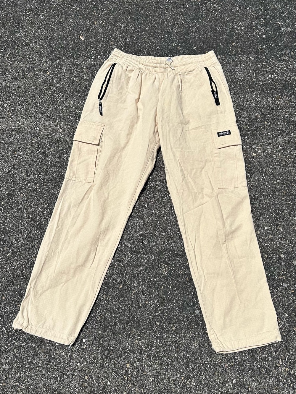 Men's Beige Cargo Pants with Elastic Waist